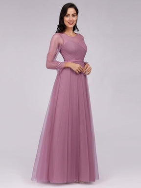 Color=Purple Orchid | Elegant Half Sleeve Floor Length Bridesmaid Dress-Purple Orchid 12