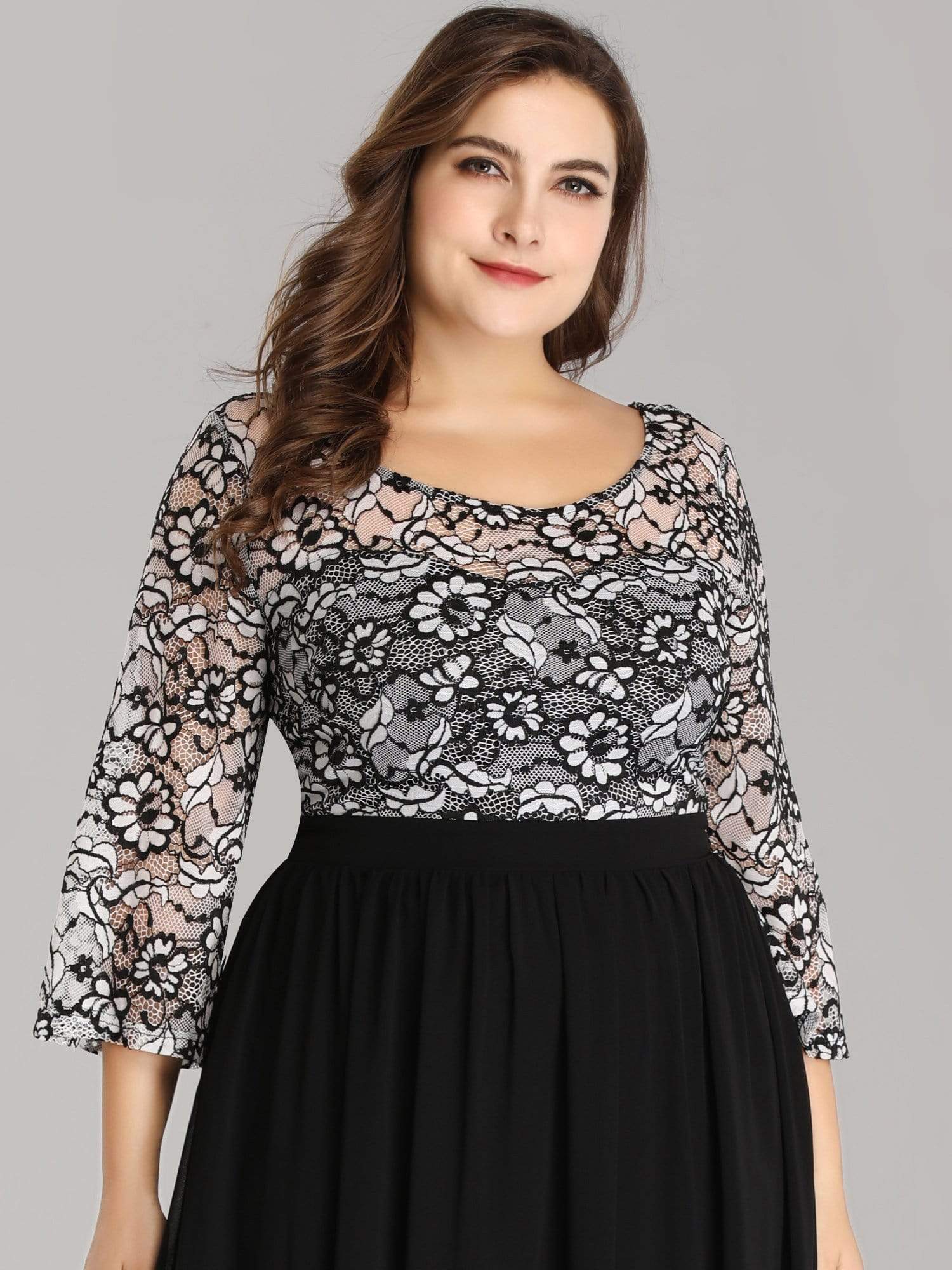 Color=Black | Women'S Plus Size Floor Length Lace Maxi Dress-Black 5