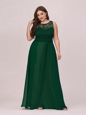 COLOR=Dark Green | Round Neck Empire Waist Lace Dresses For Women-Dark Green 4