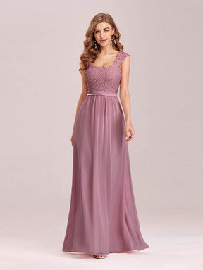COLOR=Purple Orchid | Elegant A Line Long Chiffon Bridesmaid Dress With Lace Bodice-Purple Orchid 1