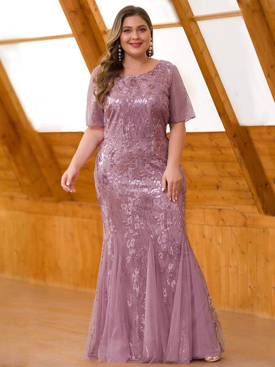 Color=Purple Orchid | Delicate Embroidery Sequin Fishtail Evening Dress-Purple Orchid 6