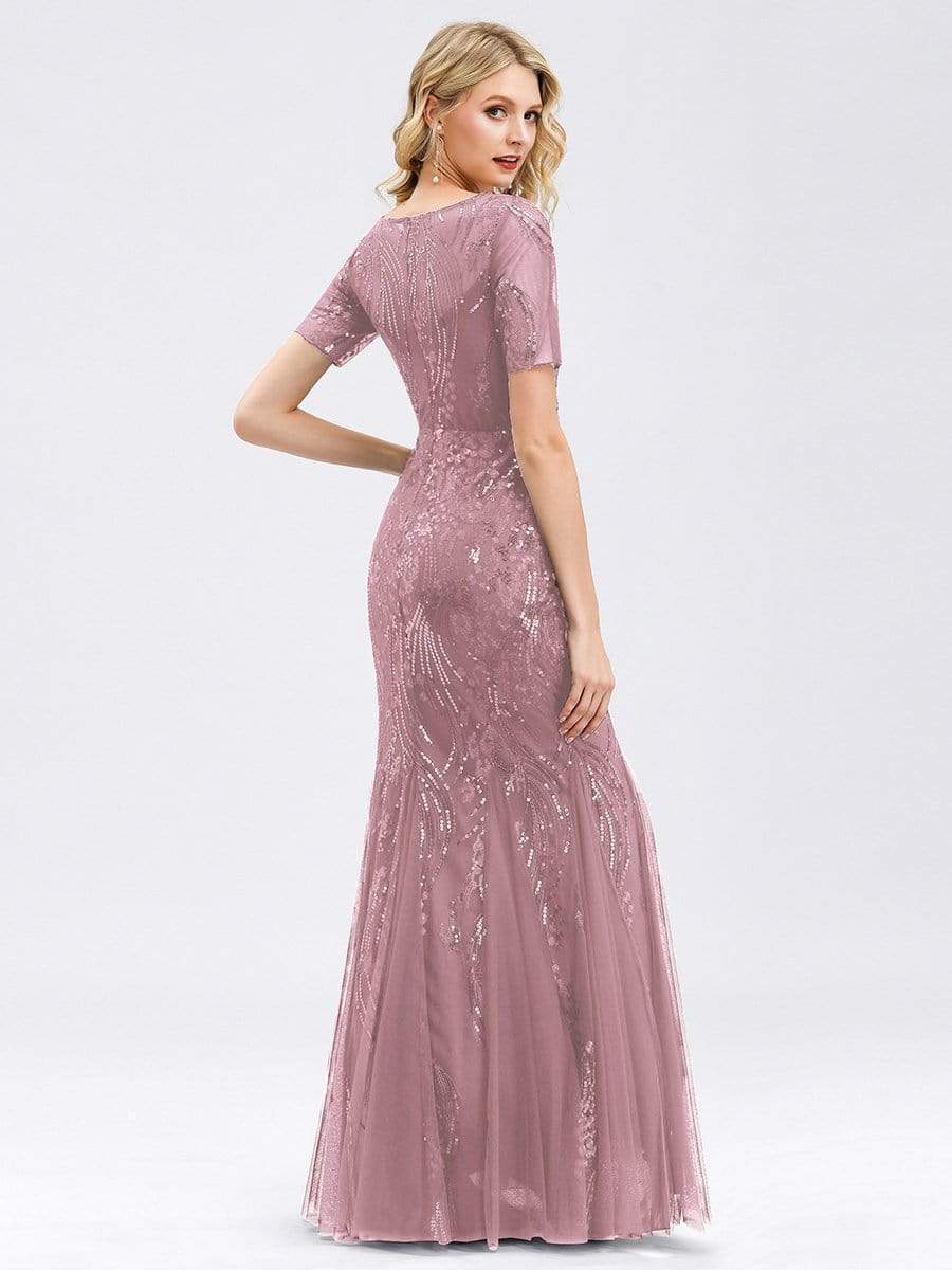 Color=Purple Orchid | Delicate Embroidery Sequin Fishtail Evening Dress-Purple Orchid 2