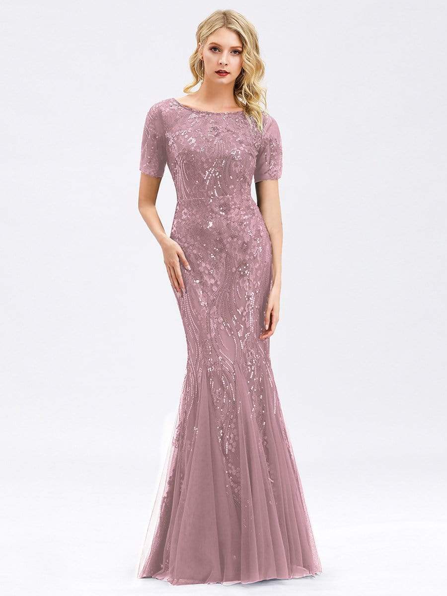 Color=Purple Orchid | Delicate Embroidery Sequin Fishtail Evening Dress-Purple Orchid 1