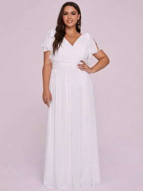 Color=White | Plus Size Ruffles Sleeves Evening Dress-White 3