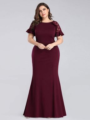 COLOR=Burgundy | Plus Size Fitted Burgundy Evening Dress-Burgundy 4