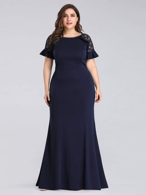 COLOR=Navy Blue | Plus Size Fitted Navy Blue Evening Dress-Navy Blue 7