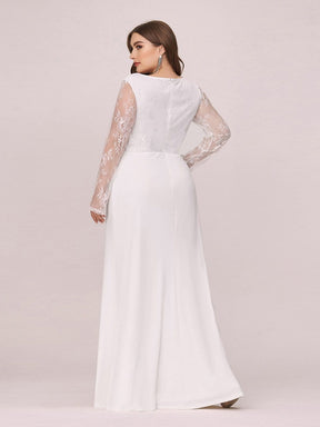 COLOR=Cream |  Fishtail Dresses With Long Lace Sleeve-Cream 2