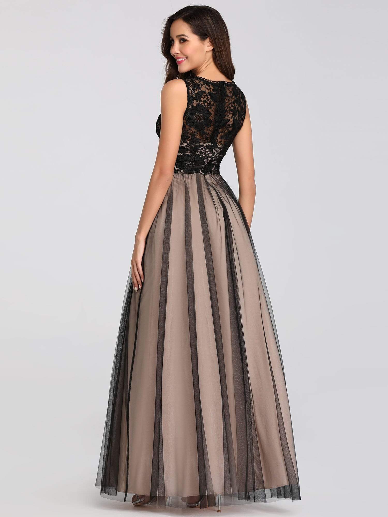 Color=Black | Maxi Long Prom Dresses With Mesh-Black 6