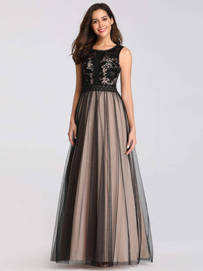 Color=Black | Maxi Long Prom Dresses With Mesh-Black 8