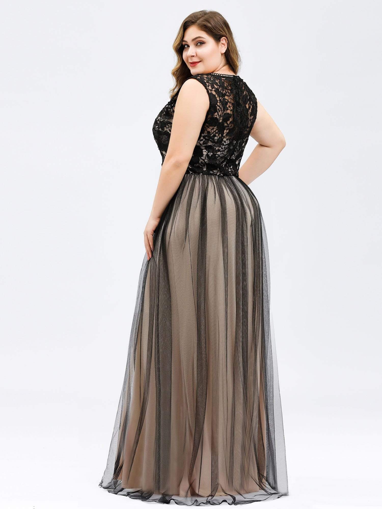 Color=Black | Maxi Long Prom Dresses With Mesh-Black 11