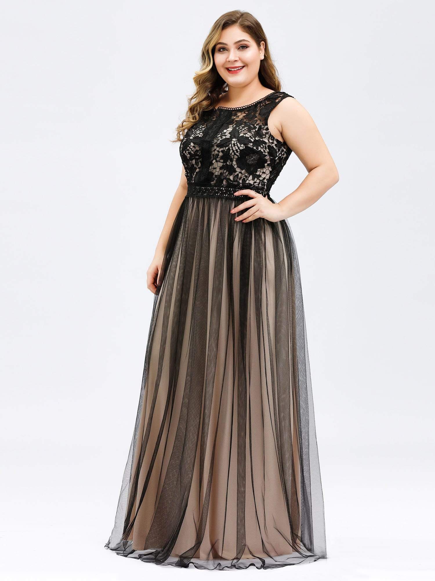 Color=Black | Maxi Long Prom Dresses With Mesh-Black 12
