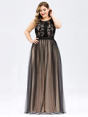 Color=Black | Maxi Long Prom Dresses With Mesh-Black 13