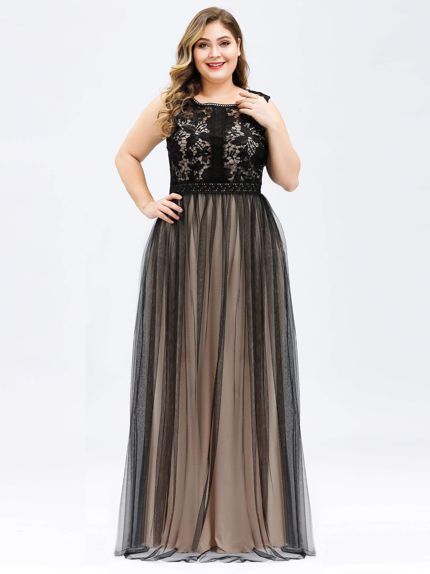 Color=Black | Maxi Long Prom Dresses With Mesh-Black 10