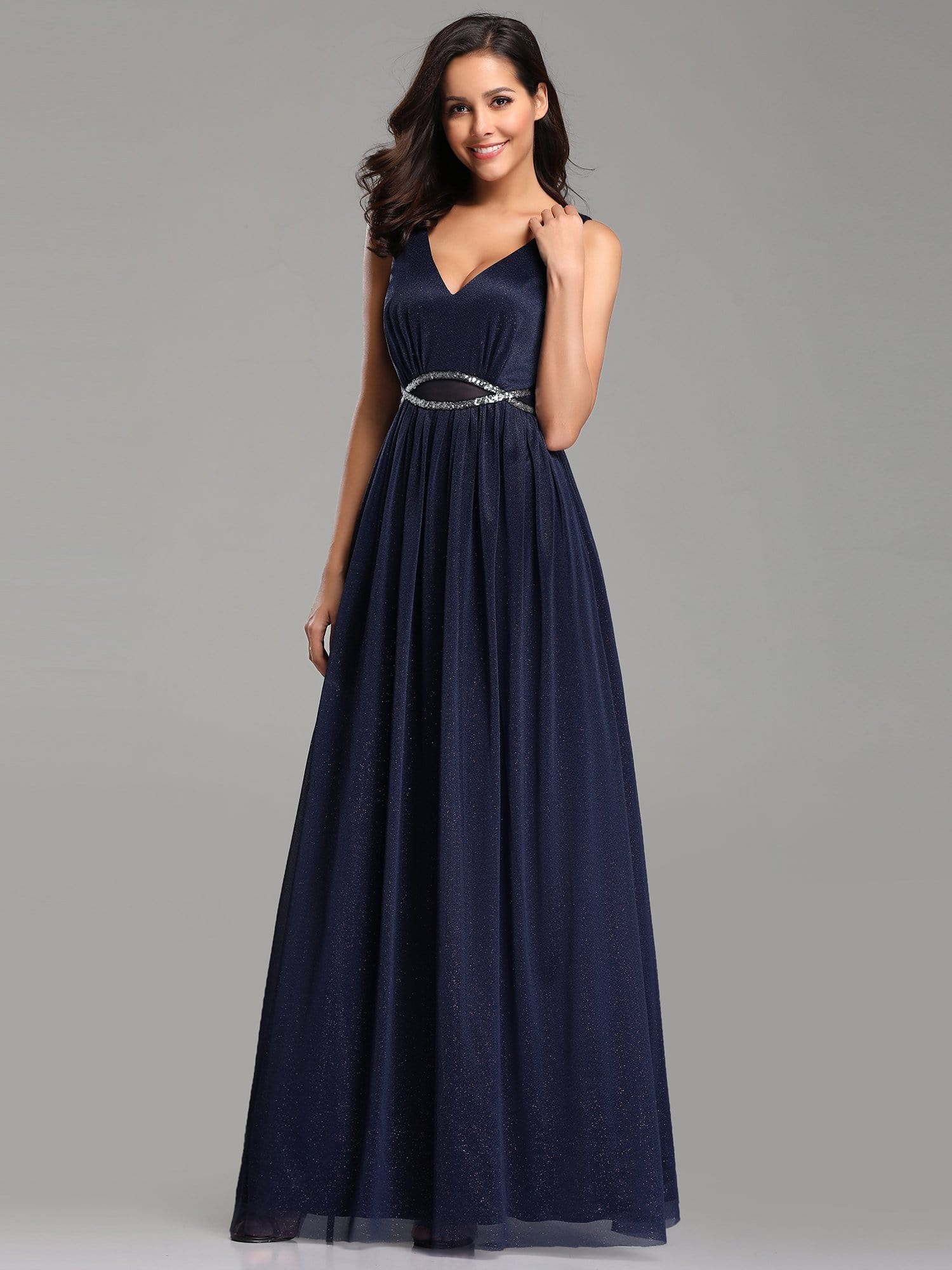 Ever Pretty Maxi Long Prom Dresses with Diamond Belt