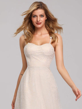 Color=Cream | Spaghetti Straps Sweet Heart Neckline Lace Wedding Dresses-Cream 11