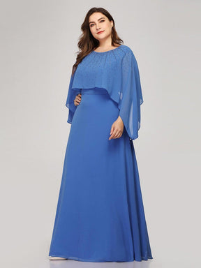 Color=Sky Blue | Plus Size Floor Length Maxi Dress With Batwing Sleeve-Sky Blue 3