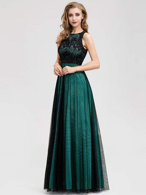 Color=Dark Green | Women'S Elegant A-Line Lace Sleeveless Bridesmaid Dress-Dark Green 3
