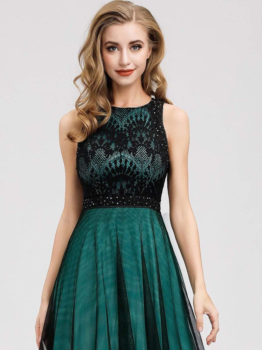 Color=Dark Green | Women'S Elegant A-Line Lace Sleeveless Bridesmaid Dress-Dark Green 5