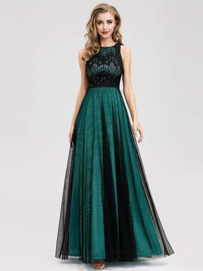 Color=Dark Green | Women'S Elegant A-Line Lace Sleeveless Bridesmaid Dress-Dark Green 1