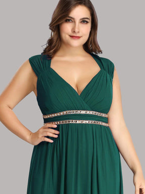Color=Dark Green | Plus Size Sleeveless Grecian Style Evening Dress-Dark Green 5
