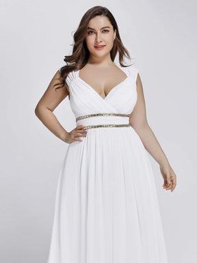Color=White | Plus Size Sleeveless Grecian Style Evening Dress-White 5