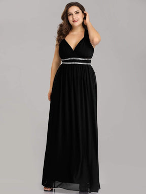 Color=Black | Plus Size Sleeveless Grecian Style Evening Dress-Black 3