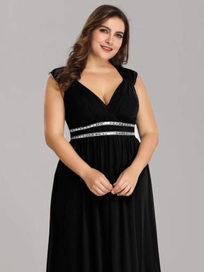 Color=Black | Plus Size Sleeveless Grecian Style Evening Dress-Black 5