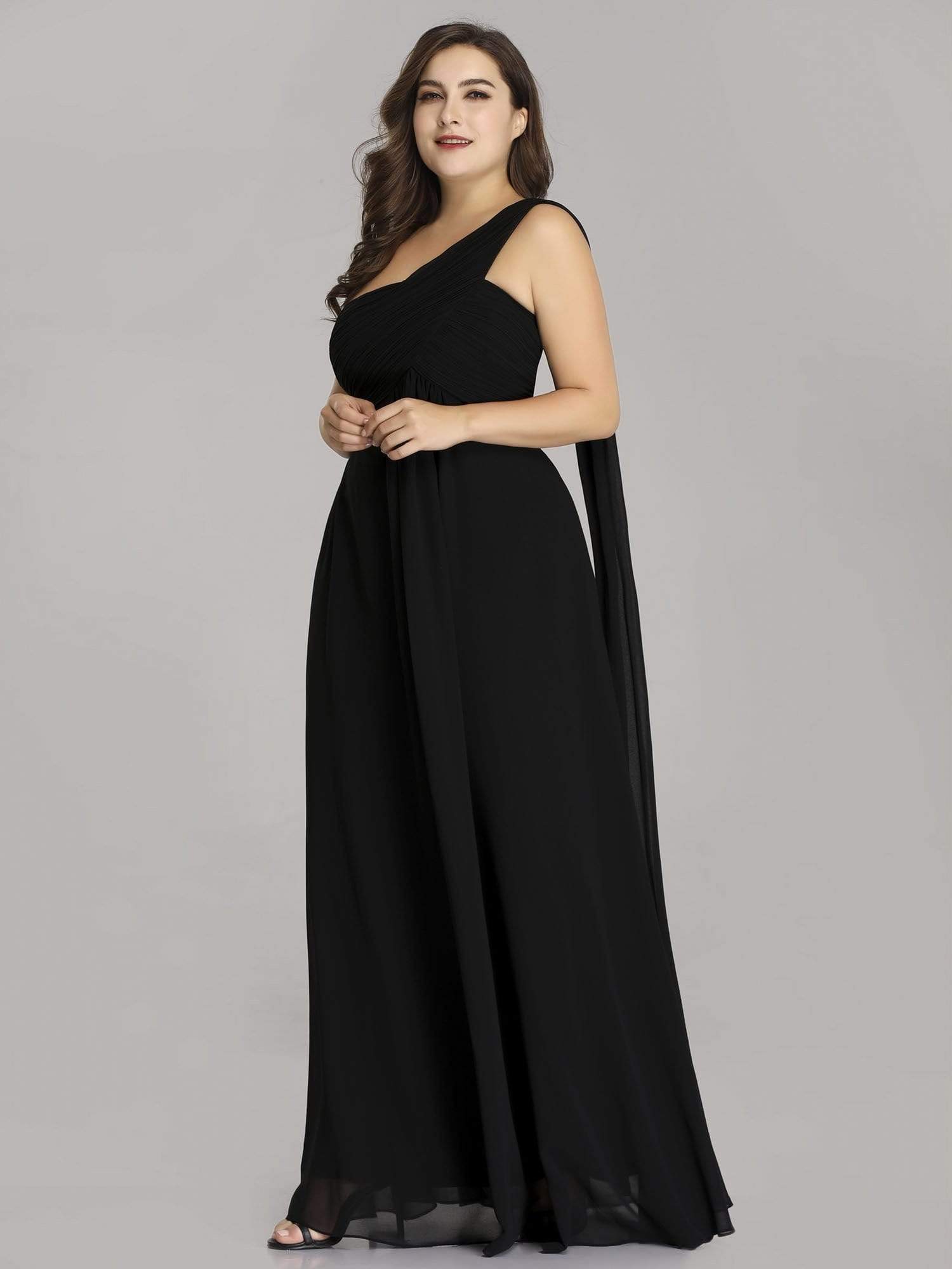 Plus Size Chiffon One Shoulder Evening Dresses for Women